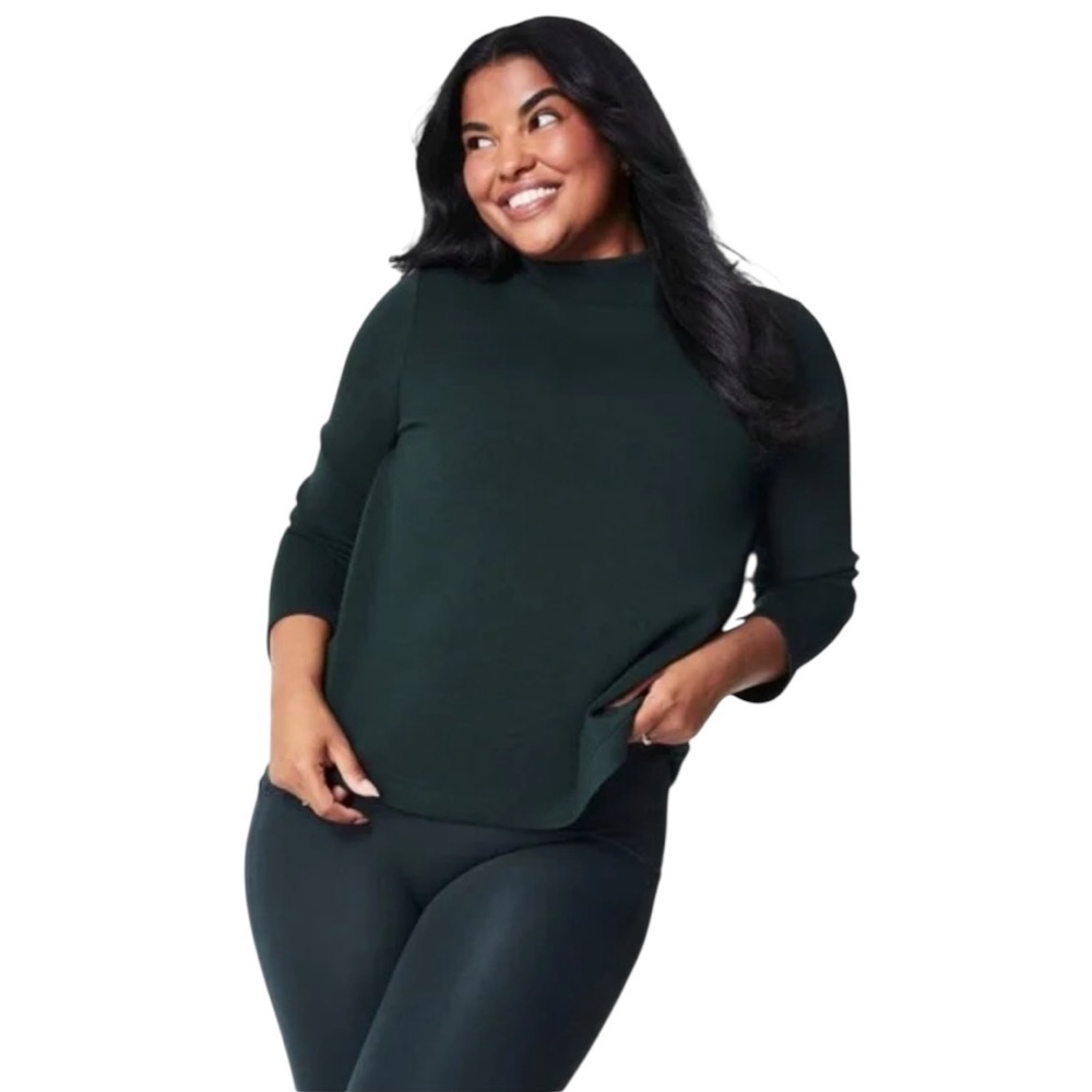 Spanx AirEssentials Mockneck Top in Essex Green Sz 1X